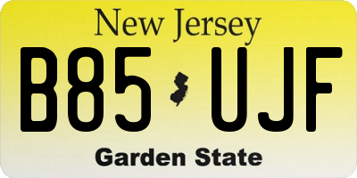 NJ license plate B85UJF
