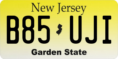 NJ license plate B85UJI