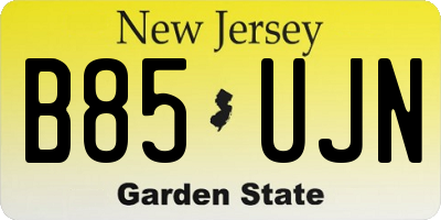 NJ license plate B85UJN