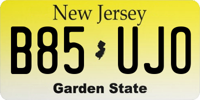 NJ license plate B85UJO
