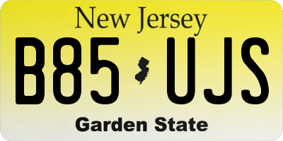 NJ license plate B85UJS
