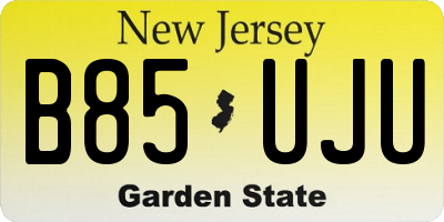 NJ license plate B85UJU