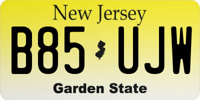 NJ license plate B85UJW