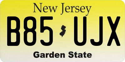 NJ license plate B85UJX