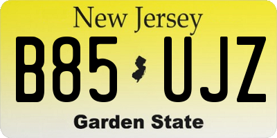 NJ license plate B85UJZ