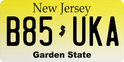 NJ license plate B85UKA