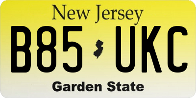 NJ license plate B85UKC