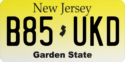 NJ license plate B85UKD