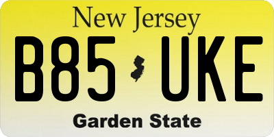 NJ license plate B85UKE