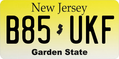 NJ license plate B85UKF