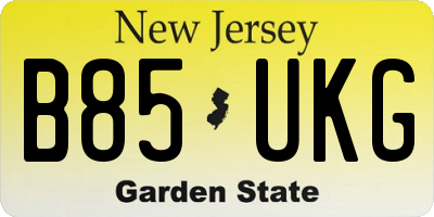 NJ license plate B85UKG