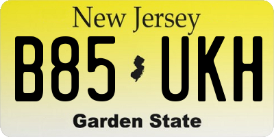 NJ license plate B85UKH