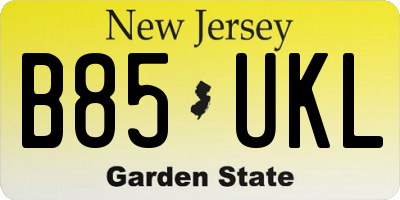NJ license plate B85UKL