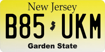 NJ license plate B85UKM