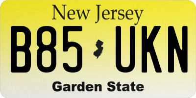 NJ license plate B85UKN