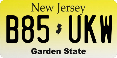 NJ license plate B85UKW