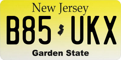 NJ license plate B85UKX