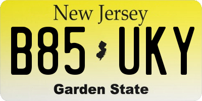 NJ license plate B85UKY