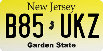 NJ license plate B85UKZ