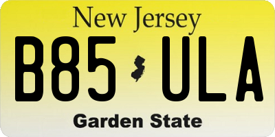 NJ license plate B85ULA