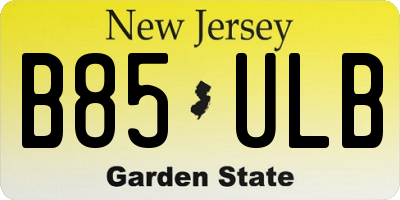NJ license plate B85ULB