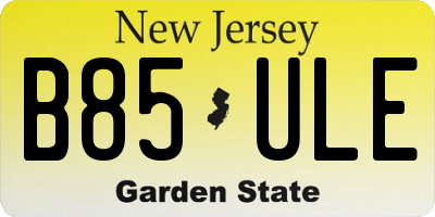 NJ license plate B85ULE