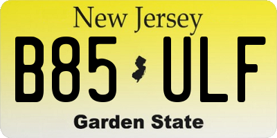 NJ license plate B85ULF