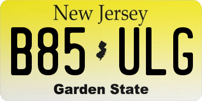 NJ license plate B85ULG