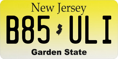 NJ license plate B85ULI