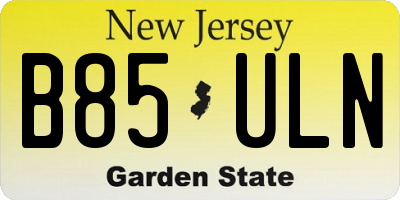 NJ license plate B85ULN
