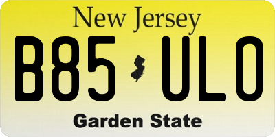 NJ license plate B85ULO