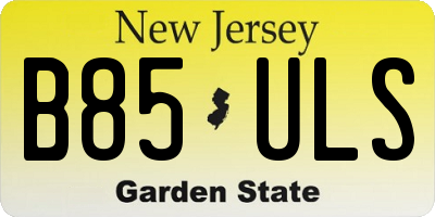 NJ license plate B85ULS