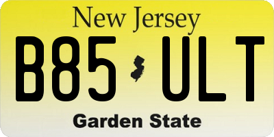 NJ license plate B85ULT
