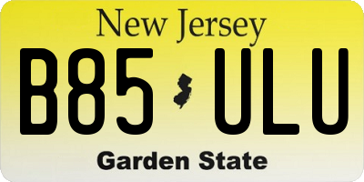NJ license plate B85ULU