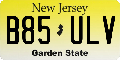 NJ license plate B85ULV