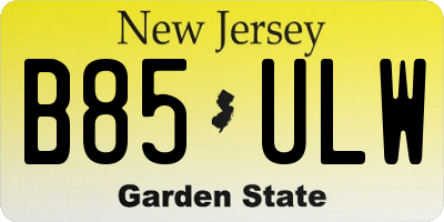 NJ license plate B85ULW