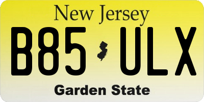 NJ license plate B85ULX