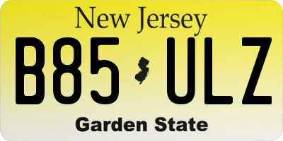 NJ license plate B85ULZ