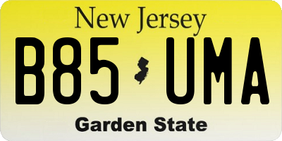 NJ license plate B85UMA