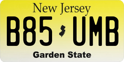 NJ license plate B85UMB