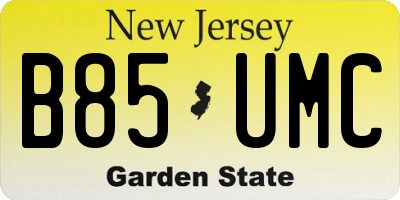 NJ license plate B85UMC
