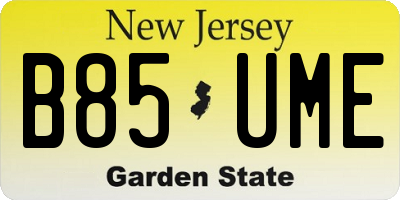NJ license plate B85UME