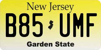 NJ license plate B85UMF