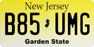 NJ license plate B85UMG