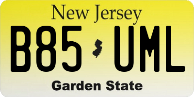 NJ license plate B85UML