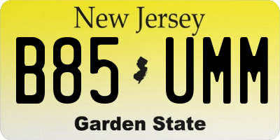 NJ license plate B85UMM