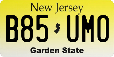 NJ license plate B85UMO