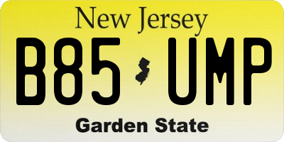 NJ license plate B85UMP