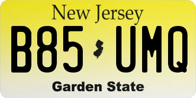 NJ license plate B85UMQ