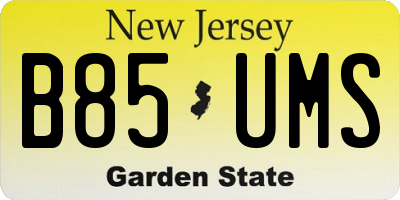 NJ license plate B85UMS